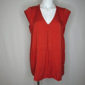 Anthropologie Maeve Red Ally Cupro Tunic Top Shoulder Cut Out Women's L Large